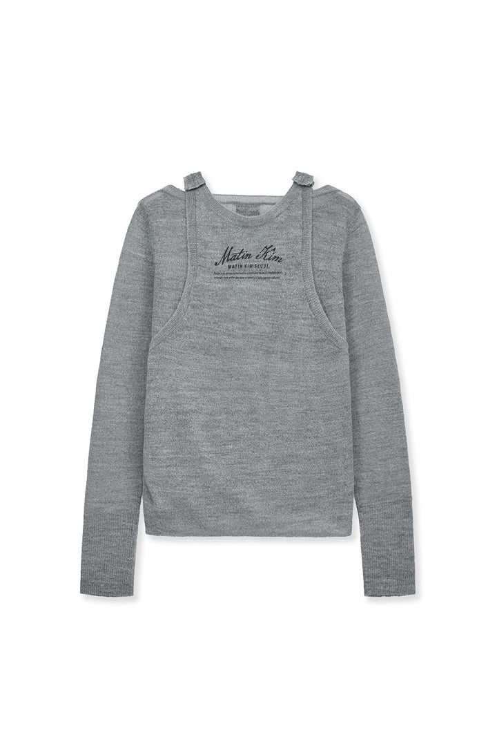 Matin Kim Mohair Layered Knit Pullover — Light Grey