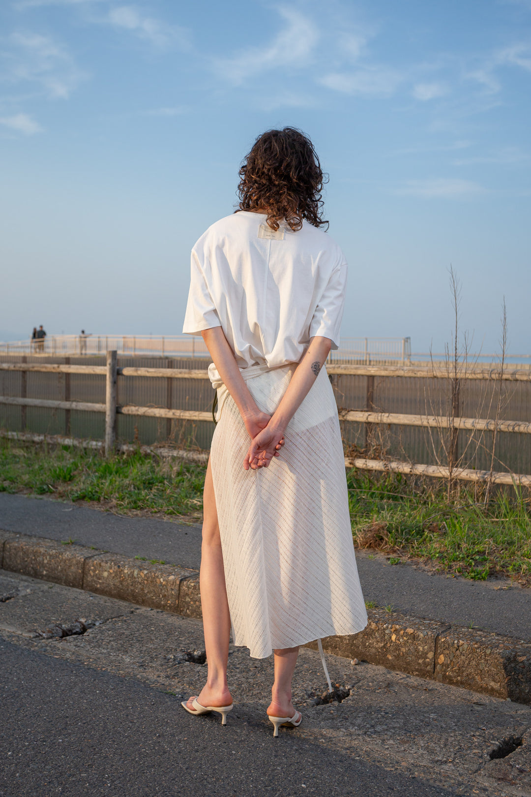 Matin Kim Foldover Layered Maxi Wrap Skirt — Ivory