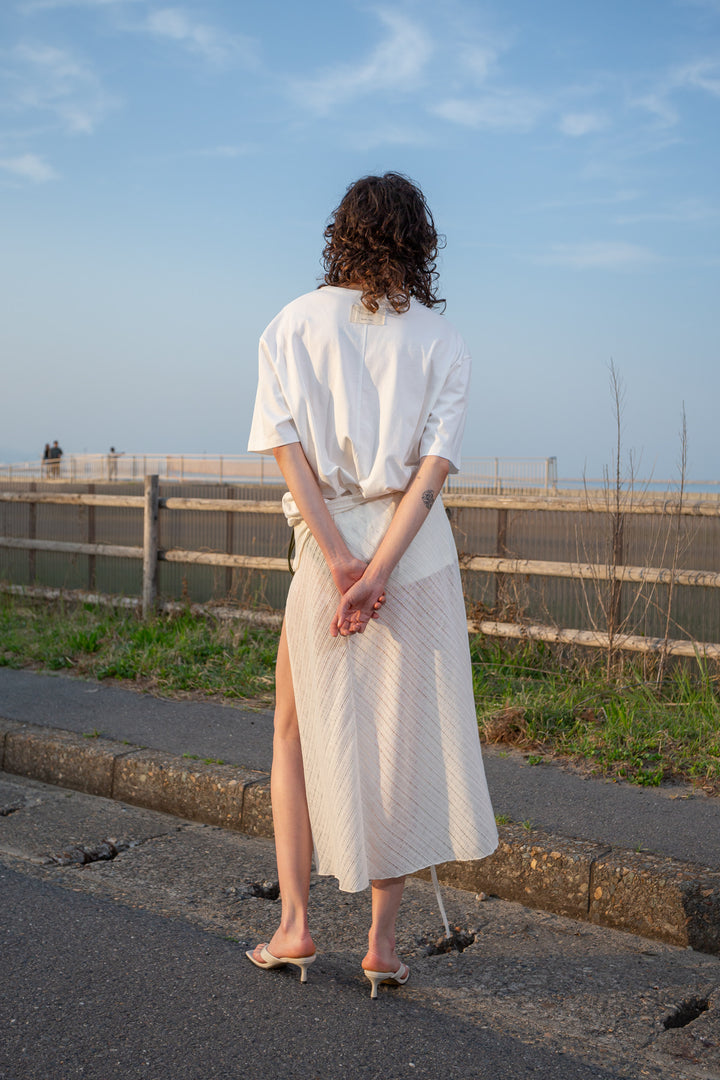 Matin Kim Foldover Layered Maxi Wrap Skirt — Ivory