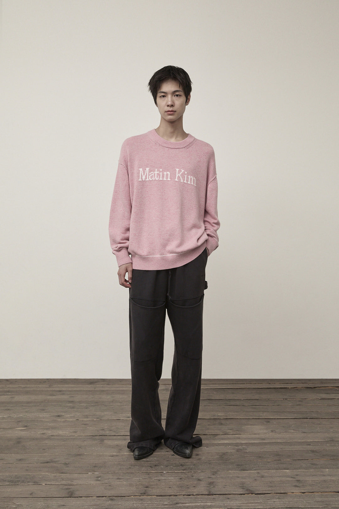 Matin Kim Color Trim Line Logo Pullover — Pink