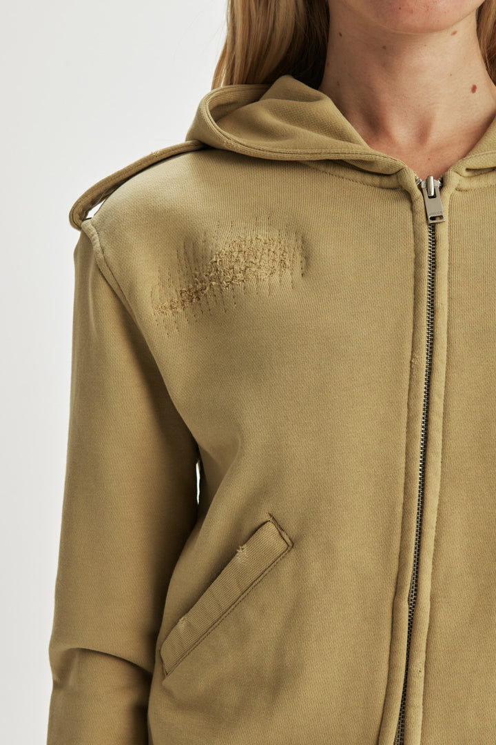 KIMMATIN Damage Point Hoody Zip Up — Olive