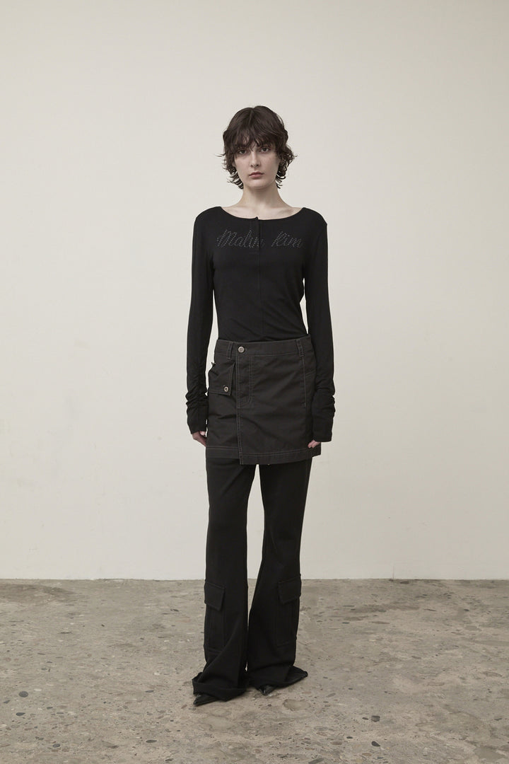 Matin Kim Henley Neck Shirring Top — Black