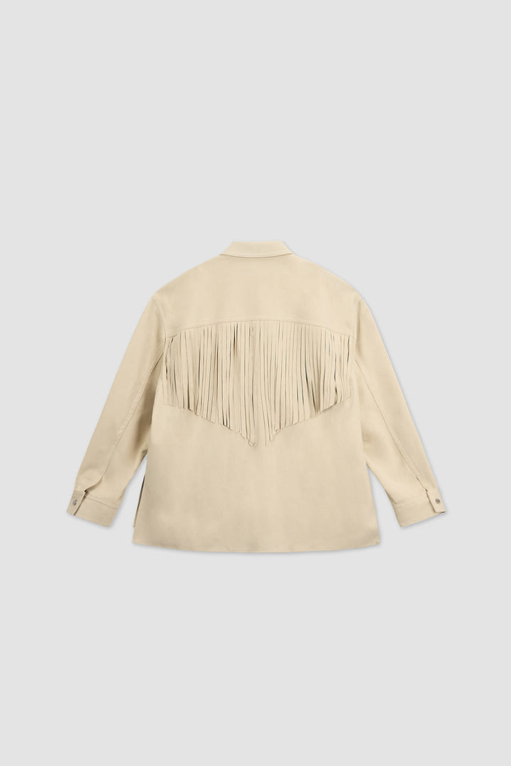 KIMMATIN Suede Fringe Jacket — Beige