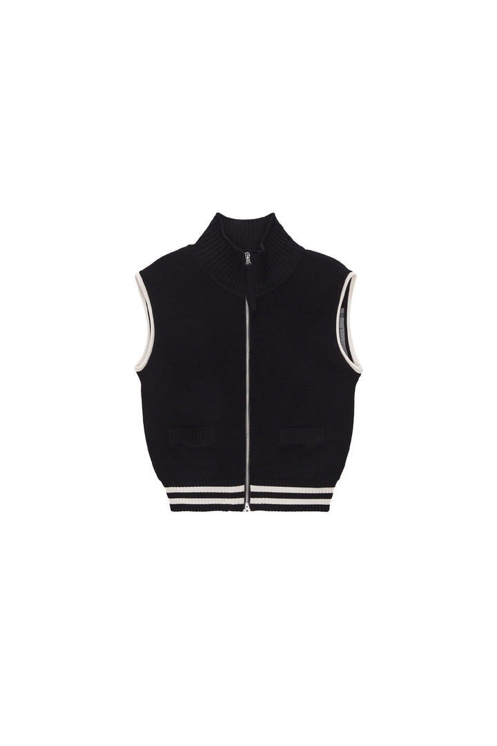Matin Kim Spell Point Stripe Knit Vest — Black