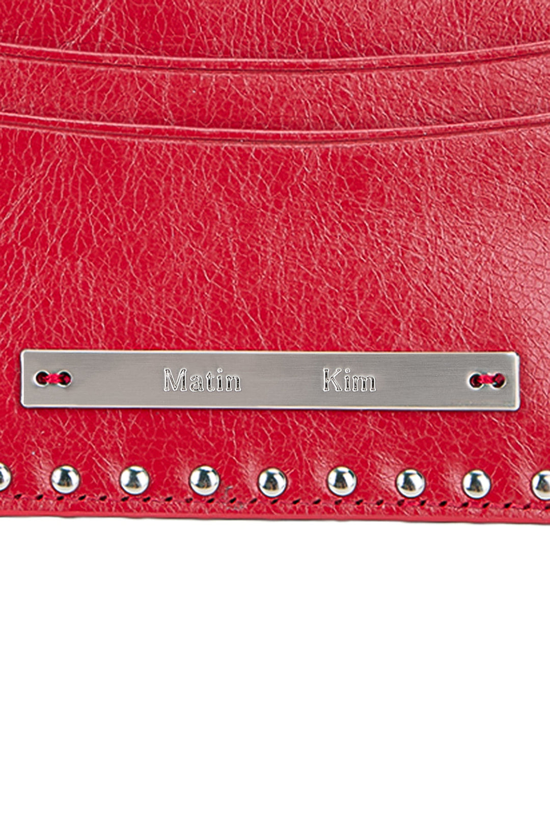 Matin Kim Western Stud Card Wallet — Red