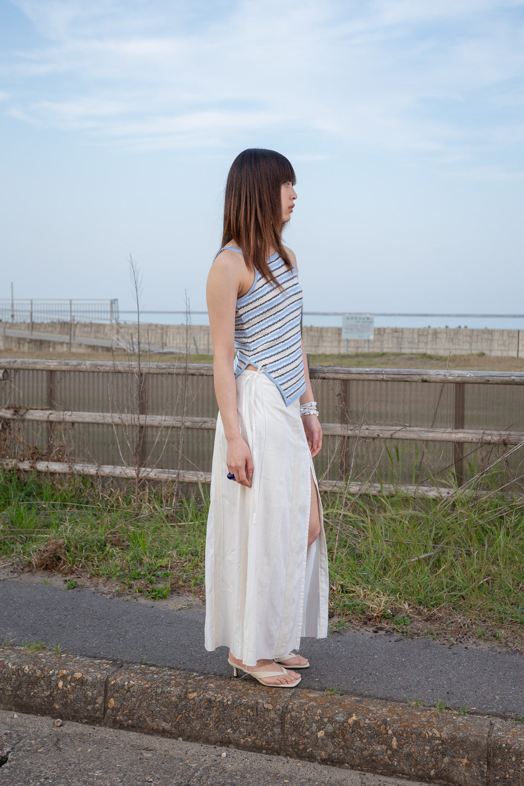 Matin Kim Multi Stripe Sleeveless Knit Top — Blue