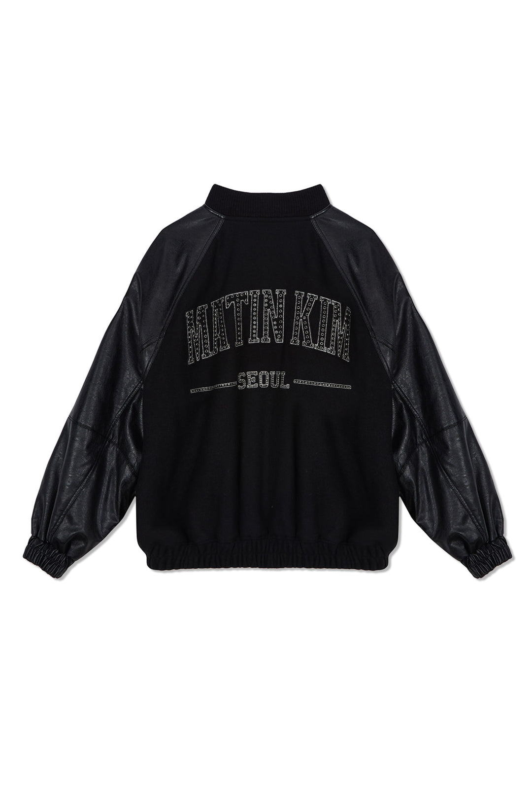 Matin Kim Faux Leather Point Jumper — Black