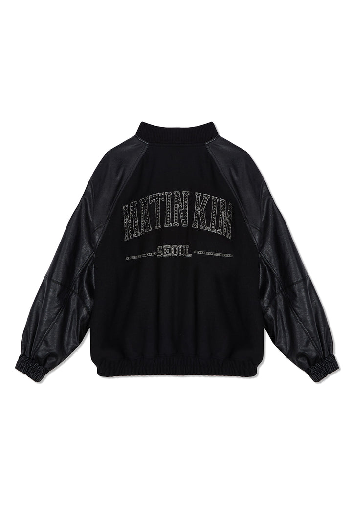 Matin Kim Faux Leather Point Jumper — Black