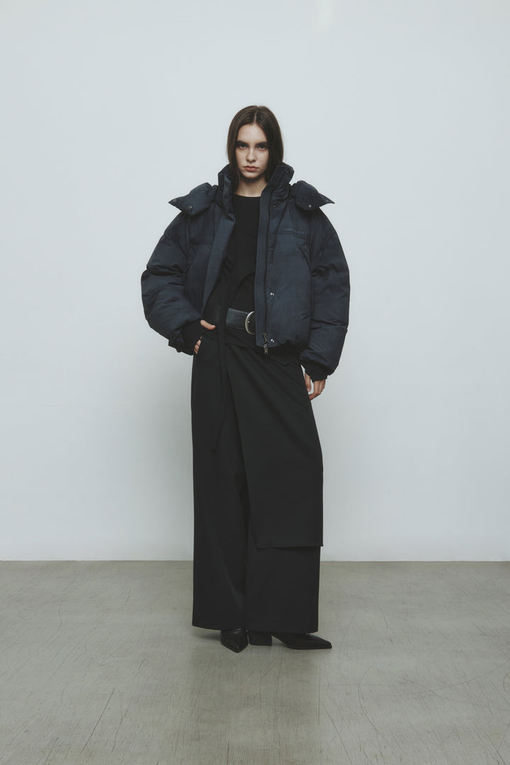 KIMMATIN Dying Effect Volume Puffer Down Jumper — Charcoal