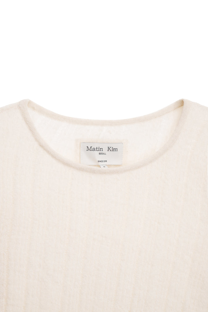 Matin Kim Diagonal Texture Knit Top — Beige
