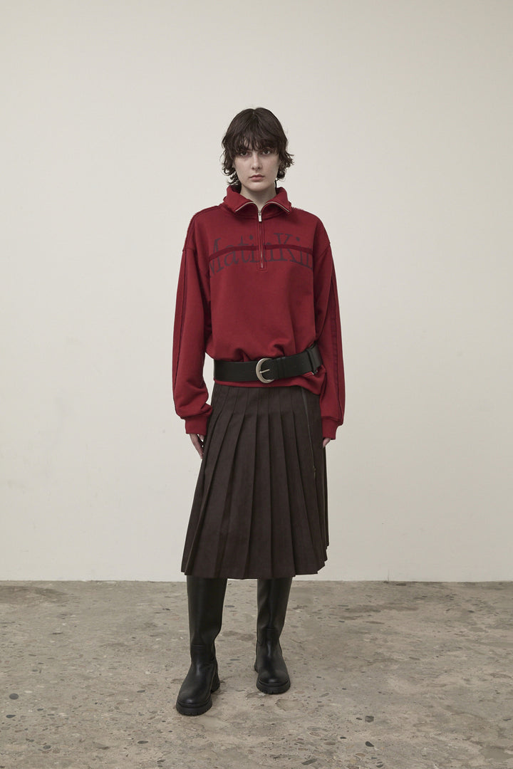 Matin Kim Side Zipper Pleats Midi Skirt — Brown