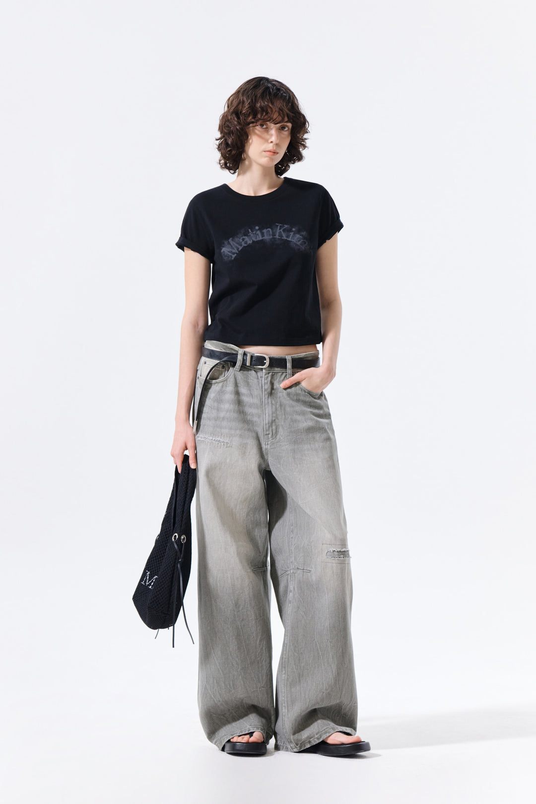 Matin Kim Arch Logo Crop Top — Black