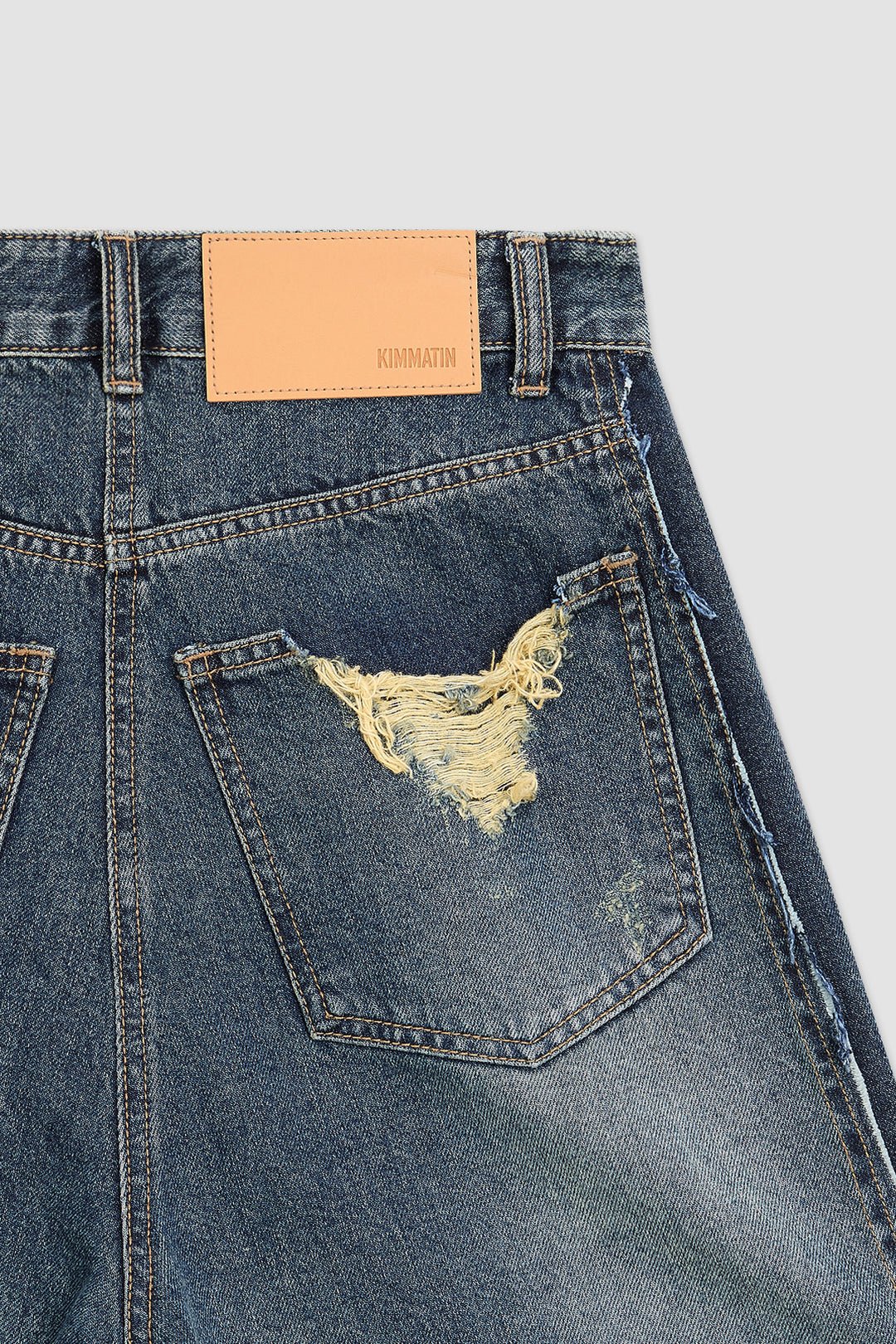 KIMMATIN Side Pannel Pintuck Denim — Blue