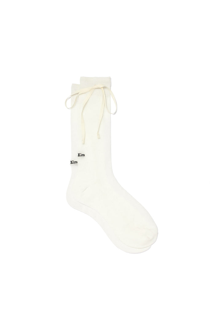 Matin Kim Ribbon Point Crew Socks — White