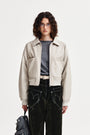 Matin Kim Faux Leather Overshirt — Light Grey