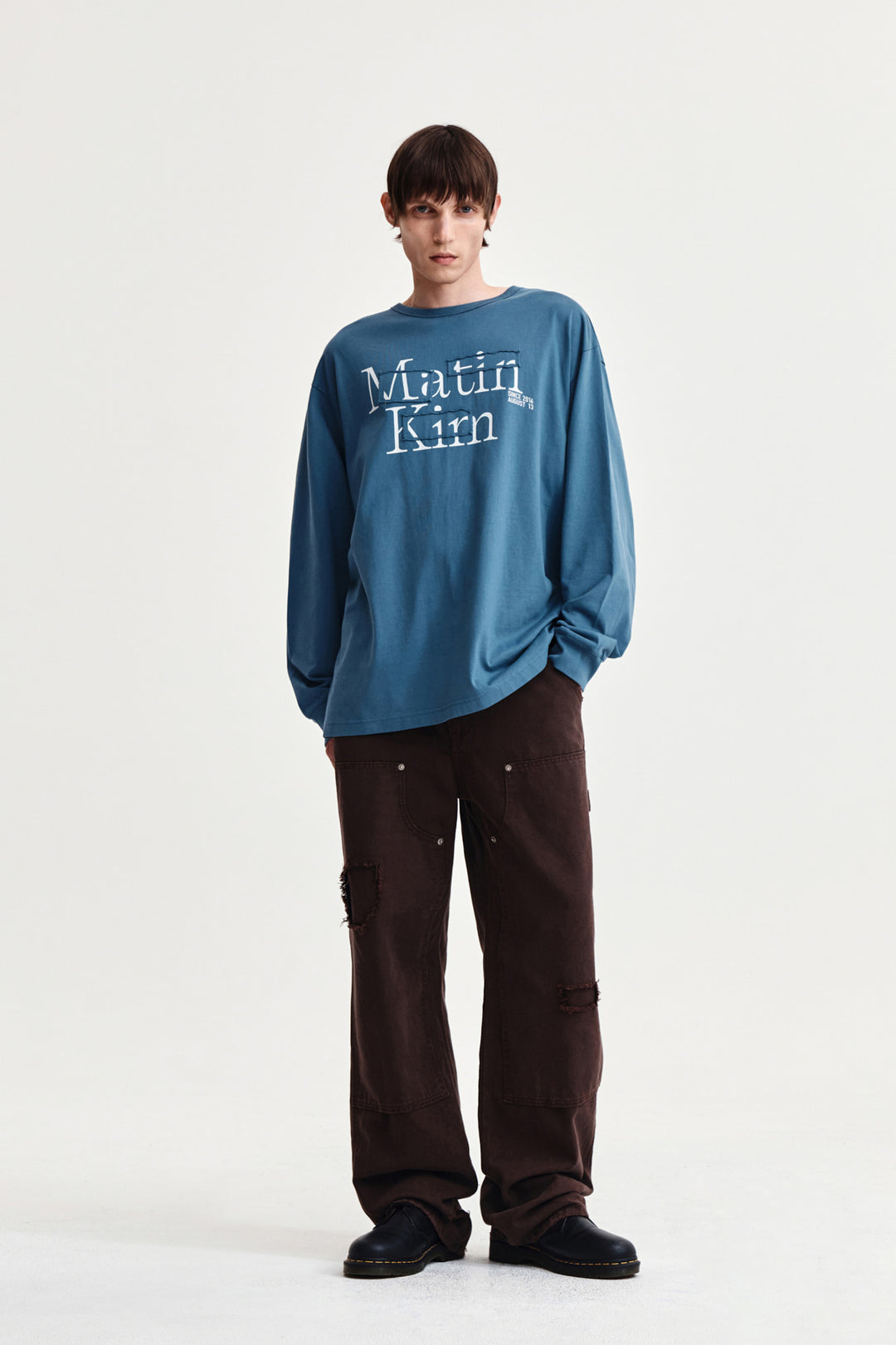 Matin Kim Patch Graphic Long Sleeve Top — Blue