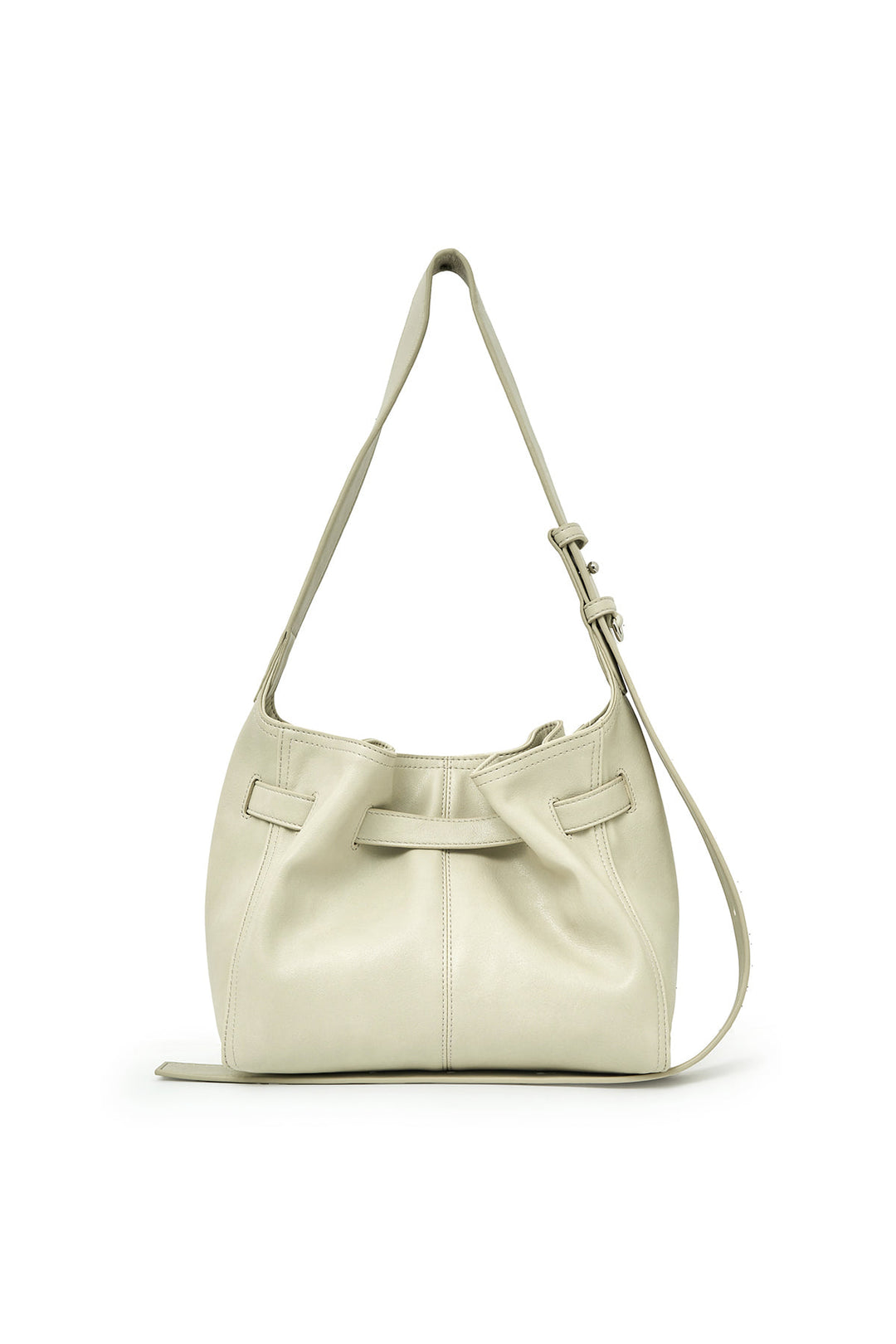 Matin Kim Belted Volunn Small Bucket Bag — Ivory