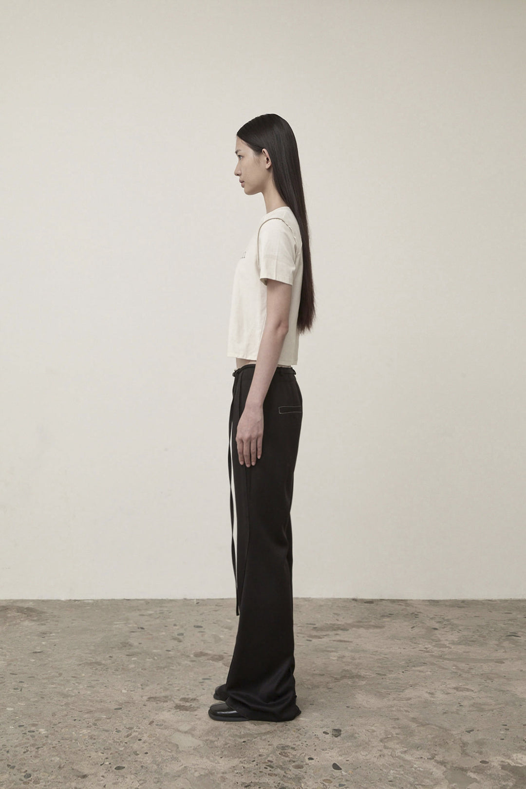 Matin Kim Diagonal Logo Reversible Crop Top — Ivory