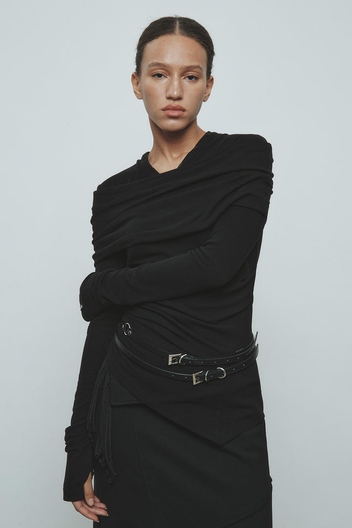 KIMMATIN Off-Shoulder Detail Top — Black