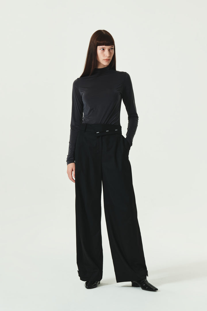 KIMMATIN Foldover Back Pocket Trouser — Black