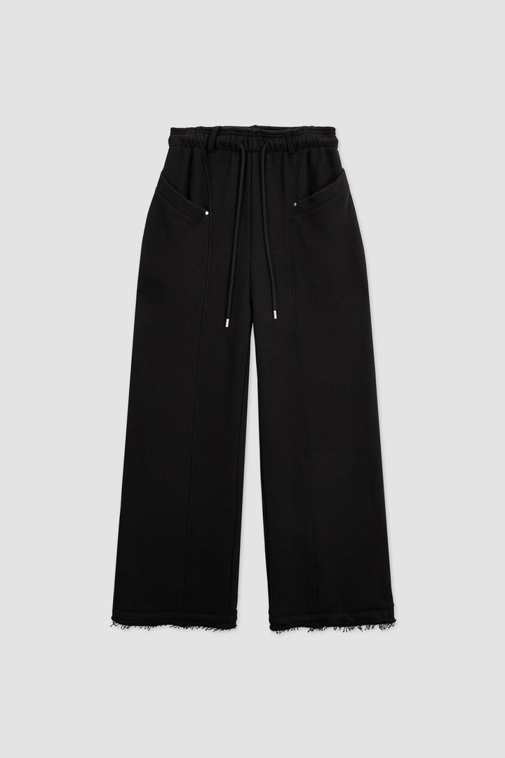 KIMMATIN Pocket Rivet Loose Fit Sweat Pants — Black
