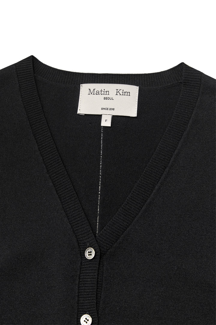 Matin Kim Slit Detail Button Cardigan — Black