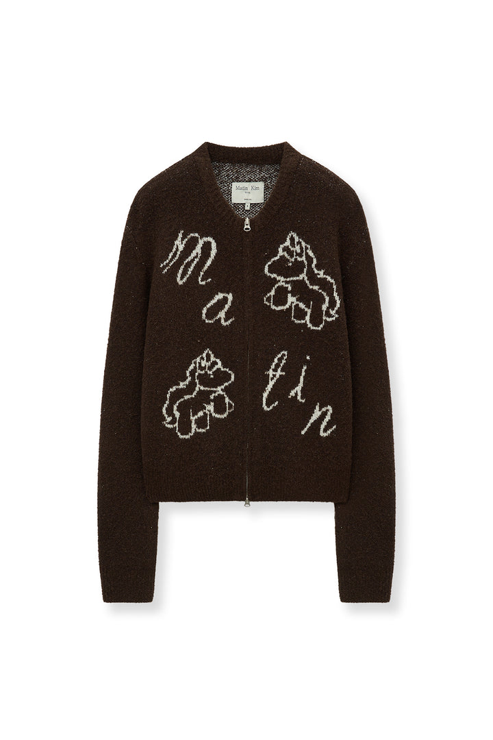 Matin Kim Poni Coni Knit Zip Up — Brown