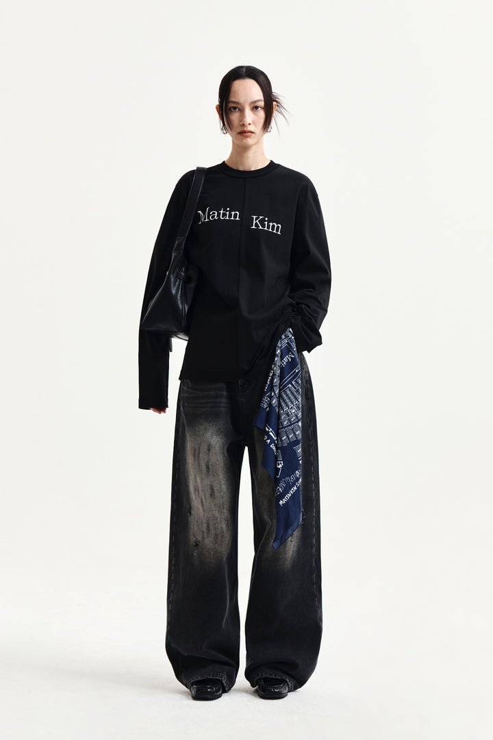 Matin Kim Asymmetric Logo Top — Black