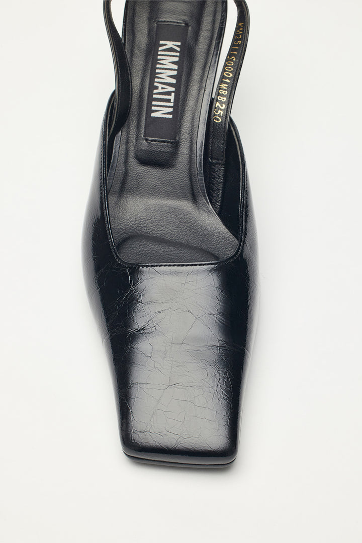 KIMMATIN Square Toe Sling Back Heel — Black