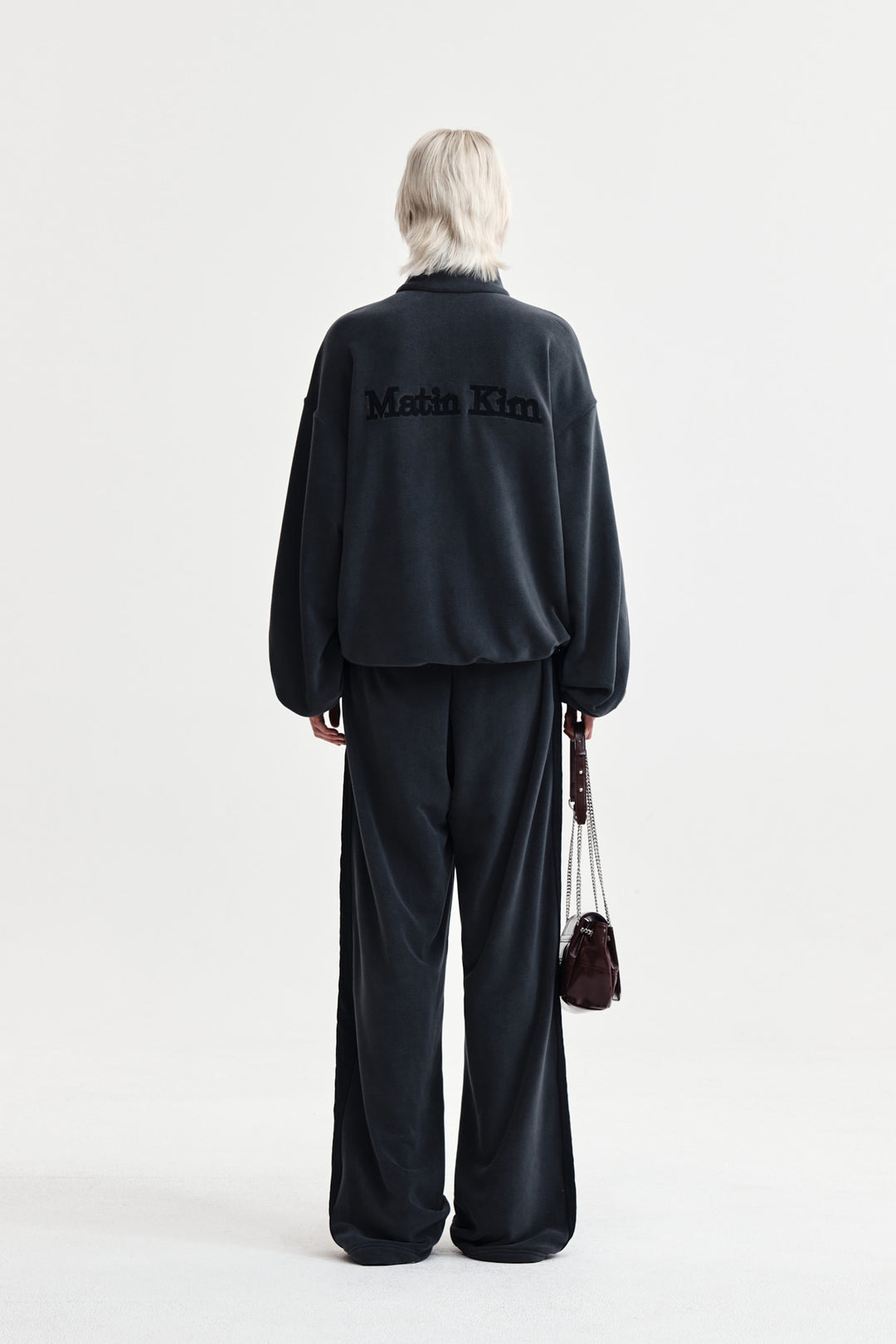 Matin Kim Sherpa Fleece Drawstring Pants — Charcoal