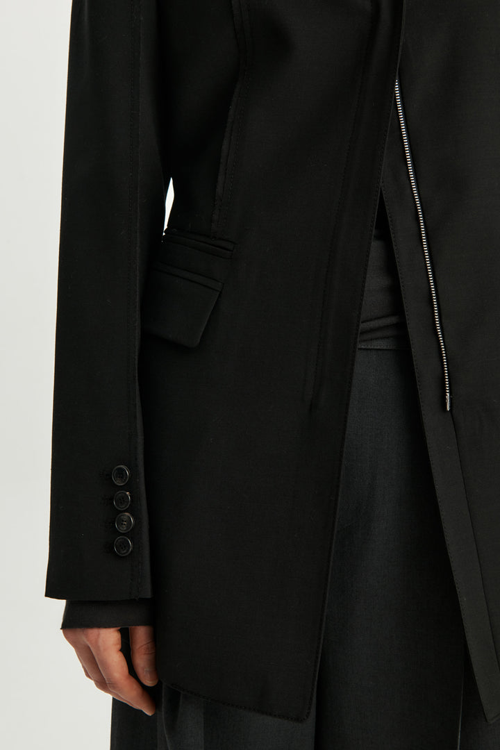 KIMMATIN Zipper Point Tailored Jacket — Black