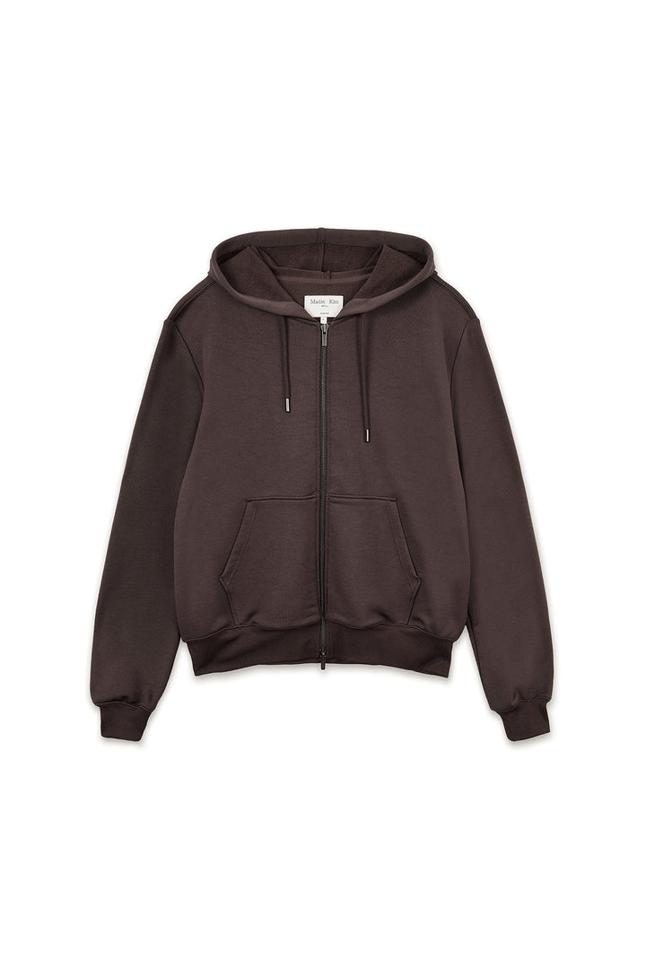 Matin Kim Back Logo Glitter Zip Hoodie — Brown