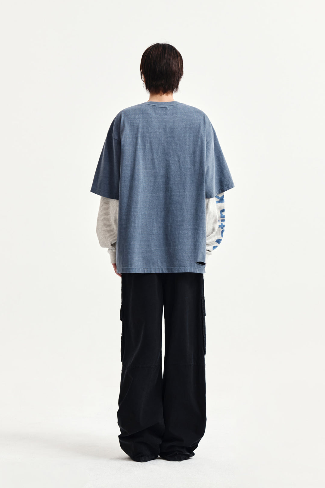 Matin Kim Distressed Logo Top Smoke — Blue