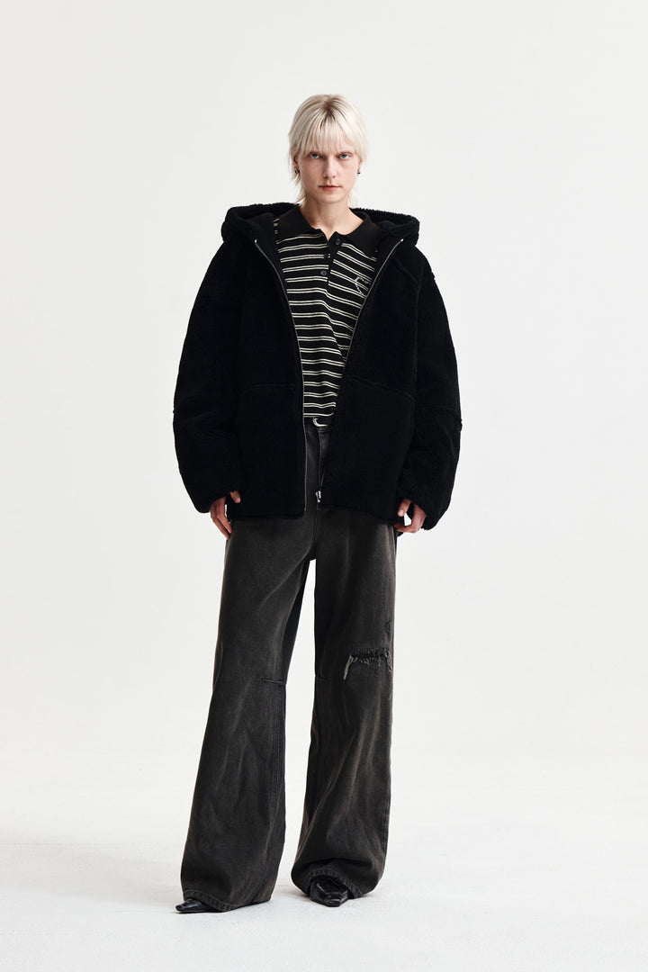 Matin Kim Reversible Hoody Mustang — Black