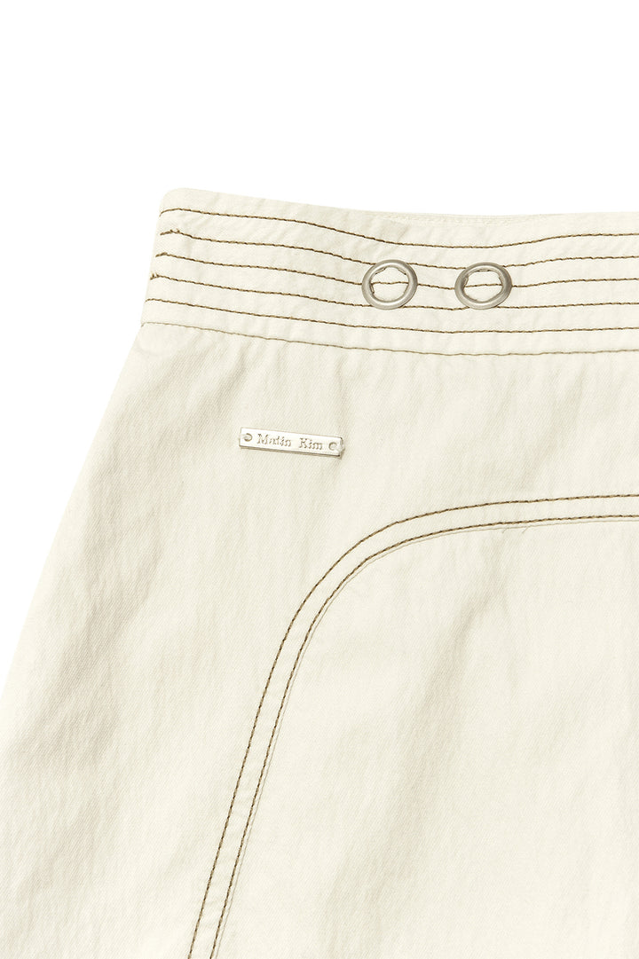 Matin Kim Stitch Point Belted Wrap Skirt — Beige