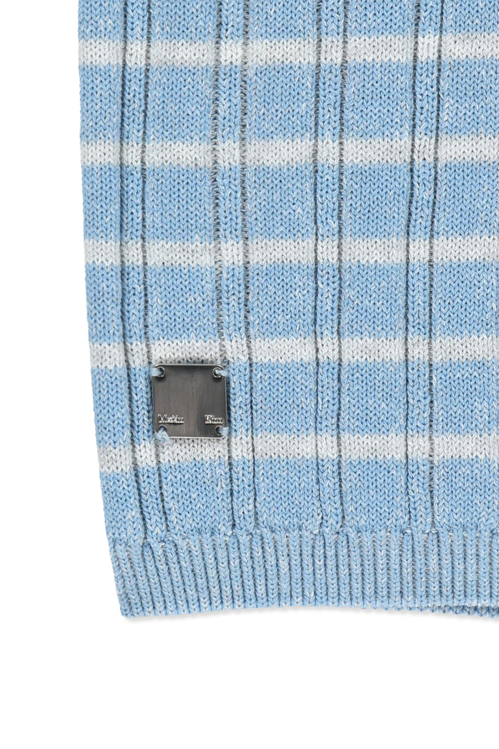 Matin Kim Stripe Knit Shorts — Light Blue