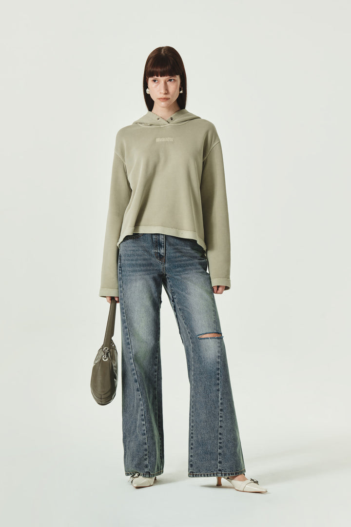 KIMMATIN Slit Point Flare Denim — Blue