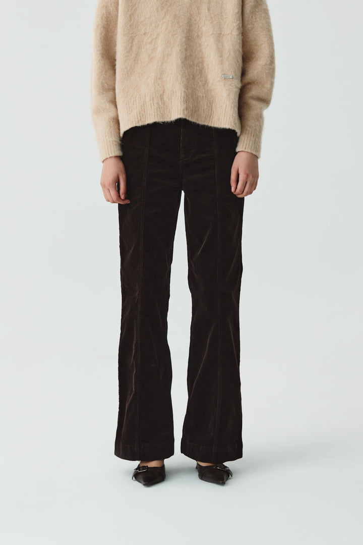 KIMMATIN Slim Boots Cut Corduroy Pants — Brown