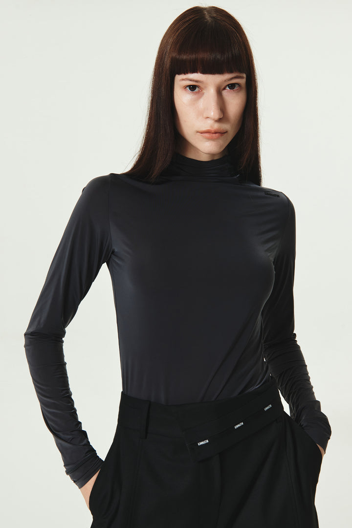 KIMMATIN Raglan Crop Leather Jumper — Black