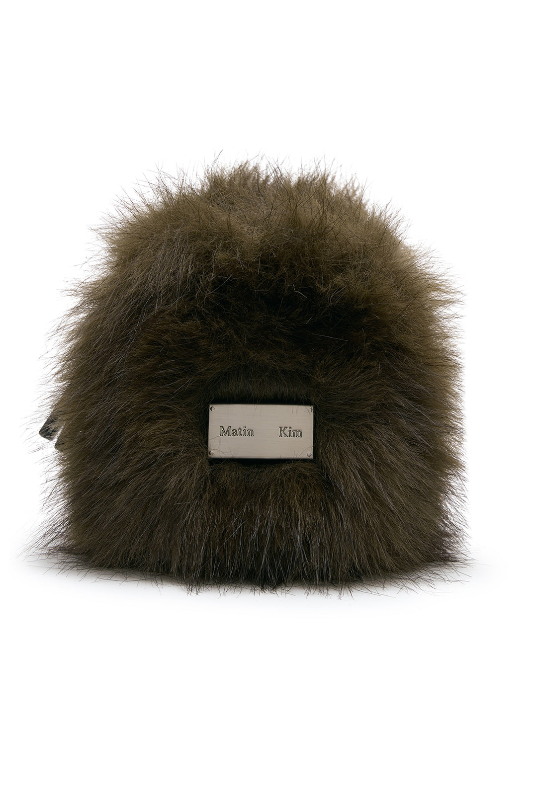 Matin Kim Hairy Fur Mini Cube Pouch — Brown