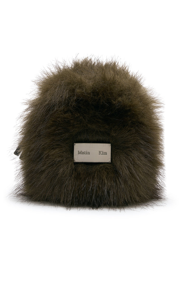 Matin Kim Hairy Fur Mini Cube Pouch — Brown