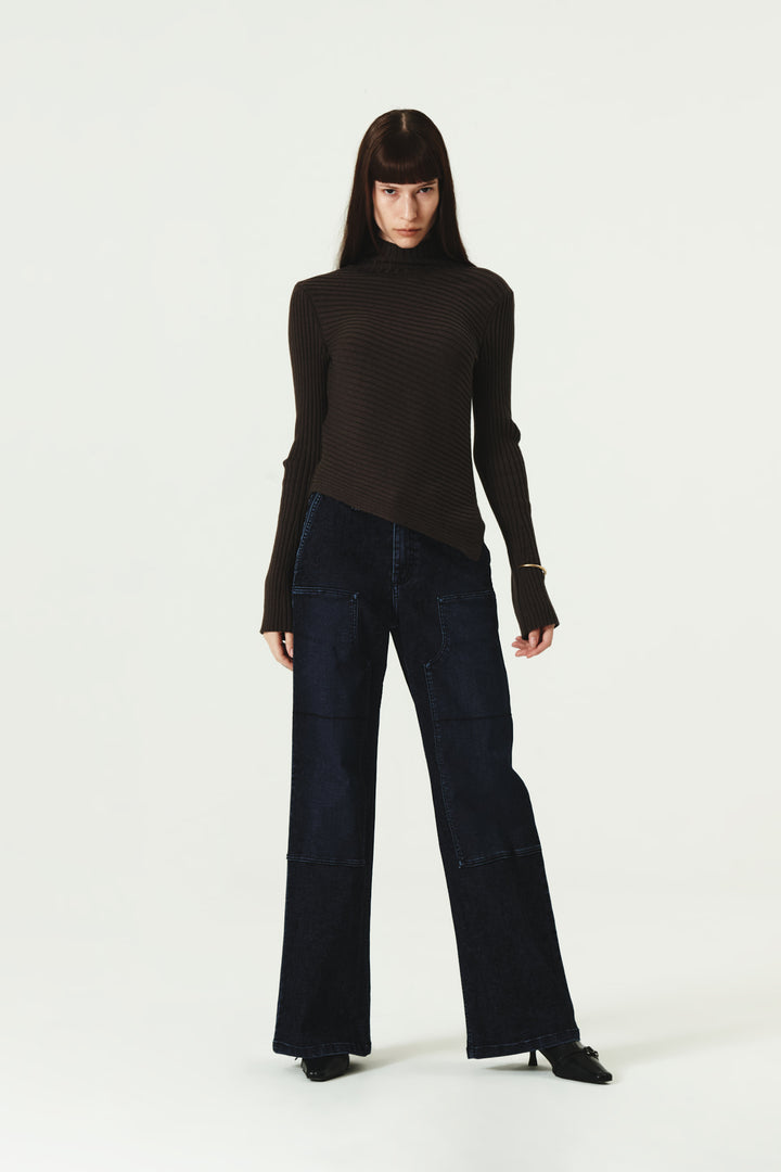 KIMMATIN Carpenter Velvet Denim Pants — Navy blue