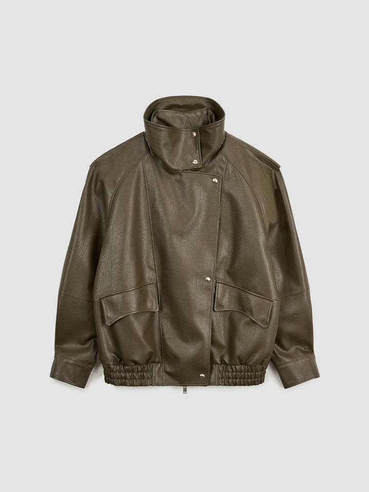 KIMMATIN Oversize Layered Leather Jumper — Brown