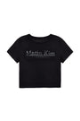 Matin Kim Stamp Logo Graphic Crop Top — Black