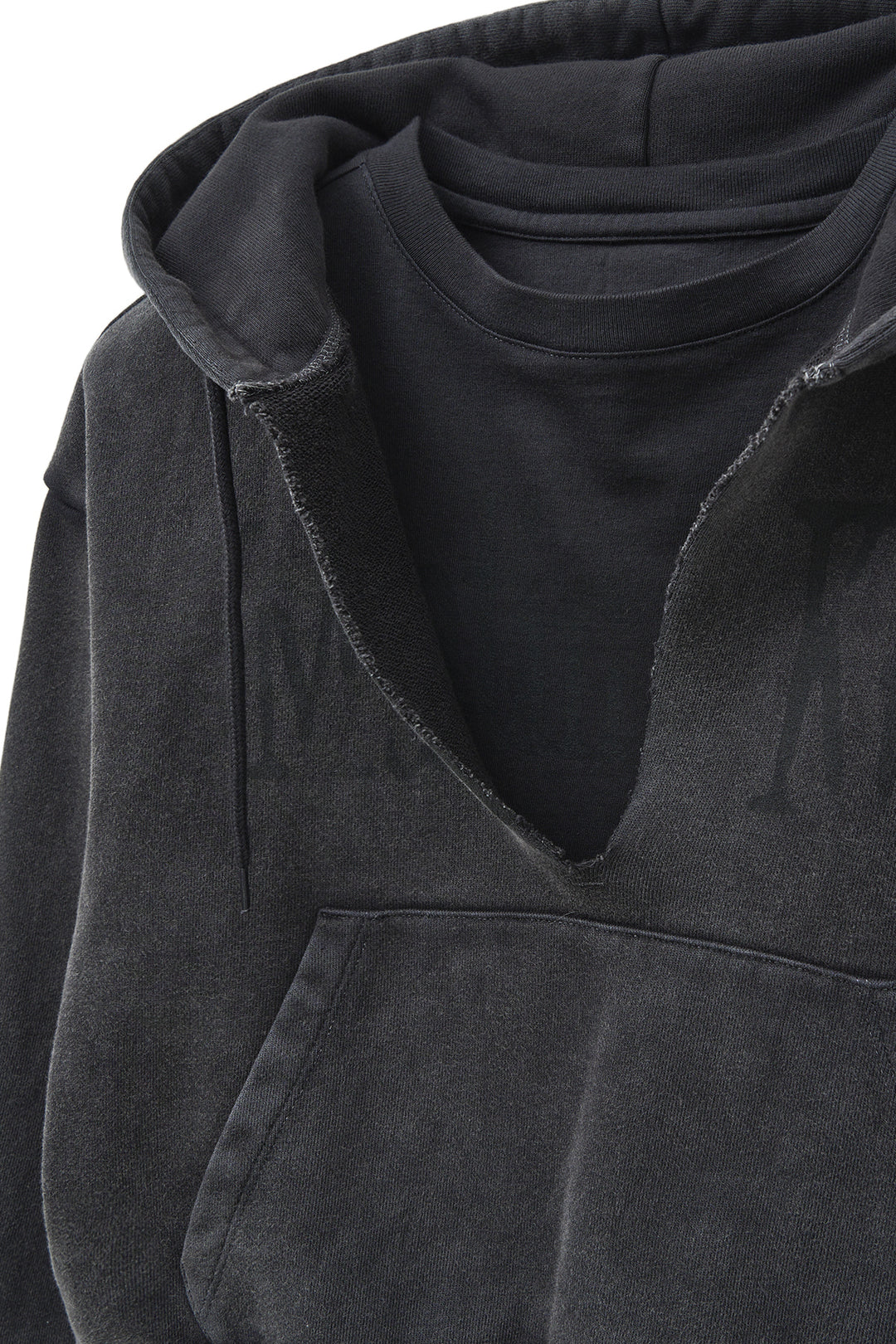 Matin Kim Washed Layered Crop Hoody — Charcoal