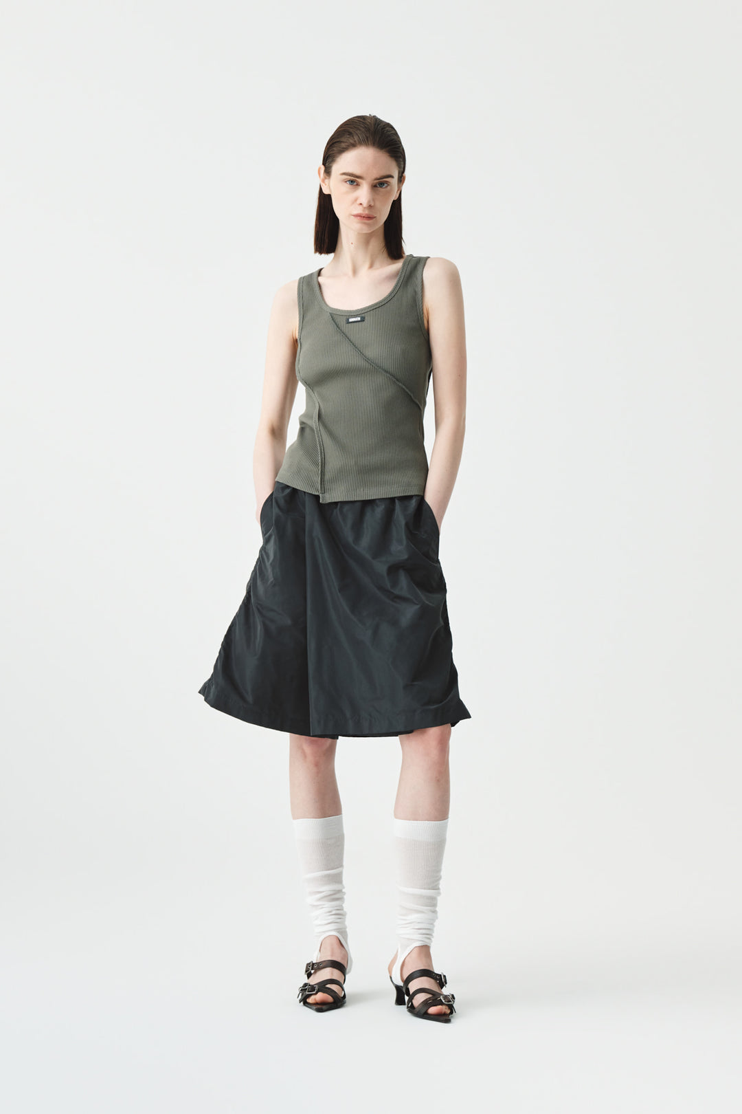 KIMMATIN String Point Banding Wrap Shorts — Charcoal