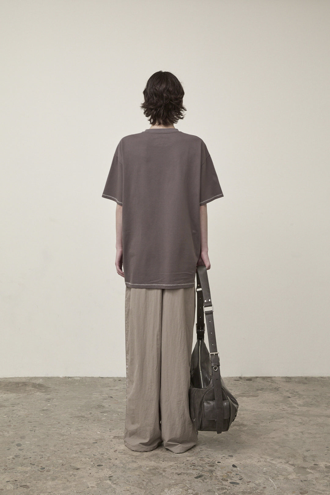 Matin Kim Side Logo Wide Track Pants — Khaki