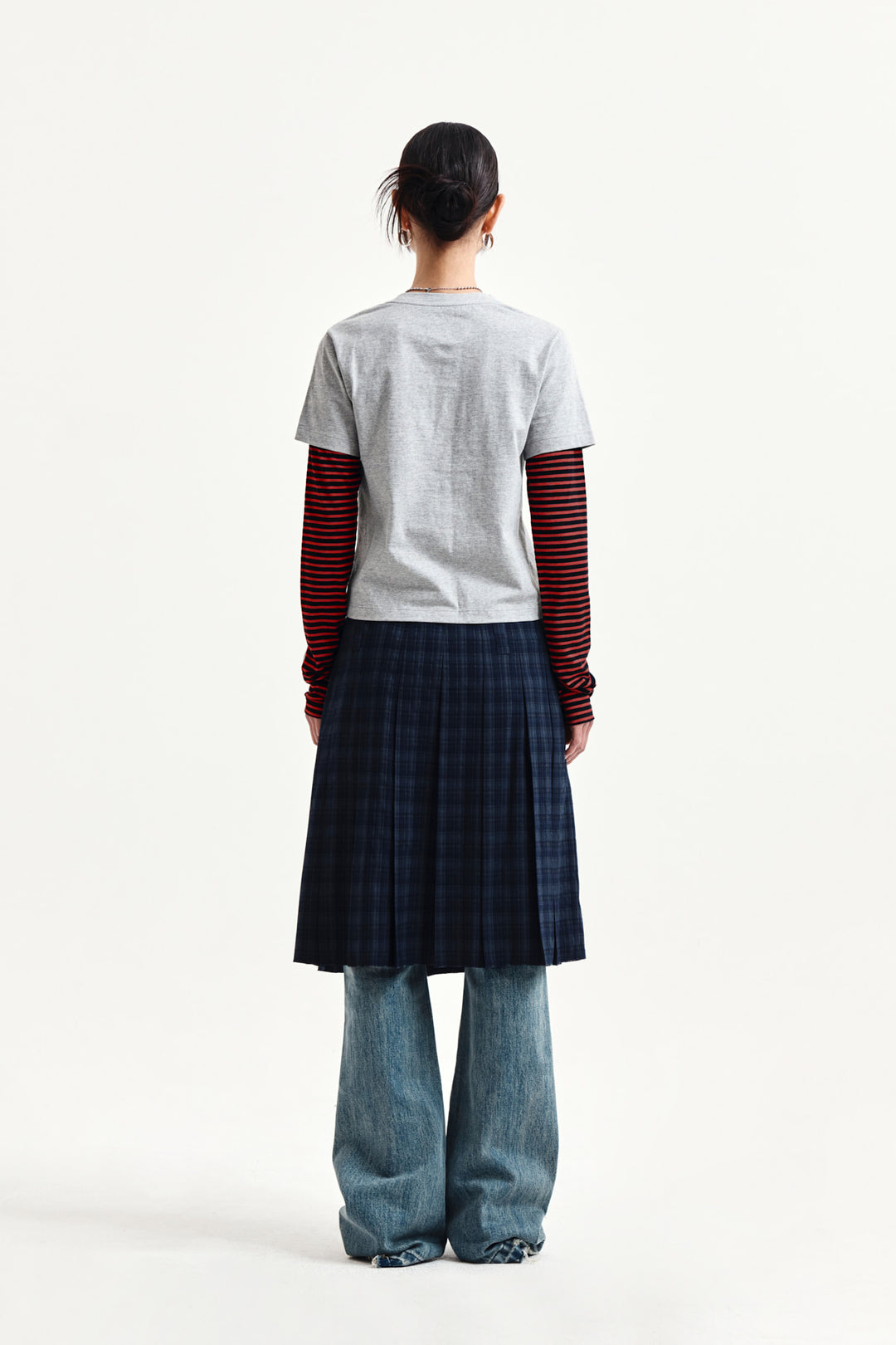 Matin Kim Graffiti Logo Stripe Layered Top — Gray
