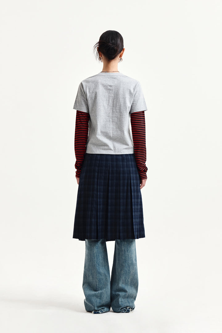 Matin Kim Graffiti Logo Stripe Layered Top — Gray