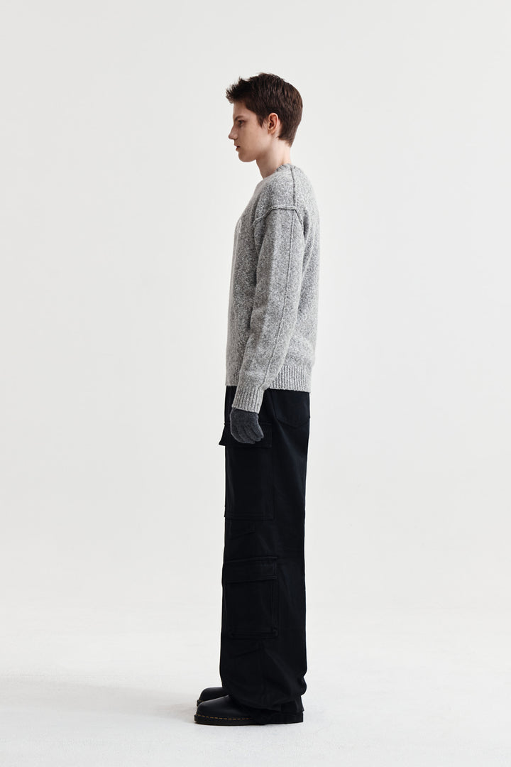 Matin Kim Mixed Yarn Knit Pullover — Gray